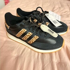 adidas Run 70s 2.0 Women’s Black Sneakers with Leopard-Print Stripes